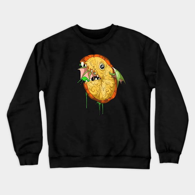 Scary Fish Food Pizza Crewneck Sweatshirt by Trendy Black Sheep